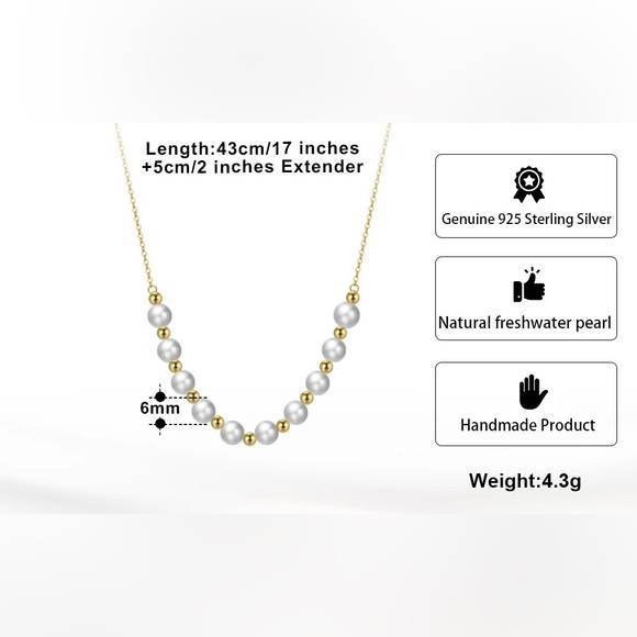 Elegant Gold and Pearl Necklace - Picture 4 of 4